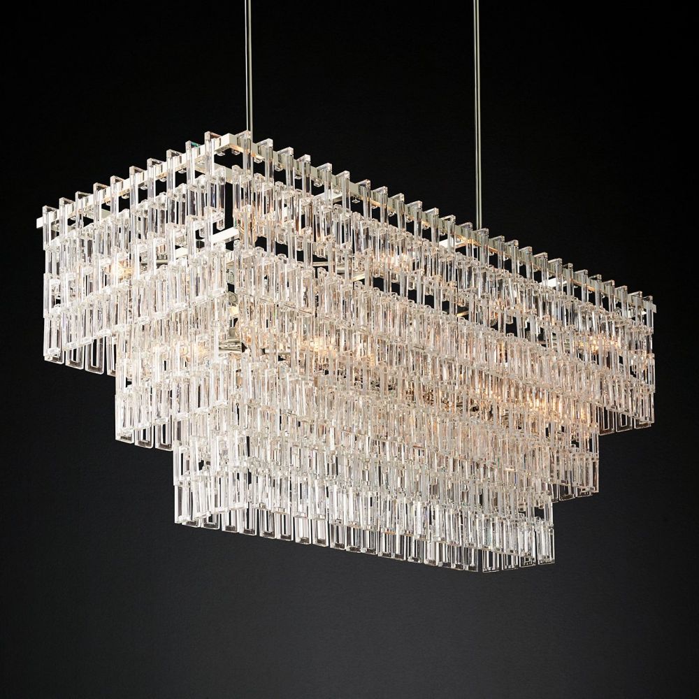 Marignan Modern Crystal Tiered Rectangle Chandelier 60"