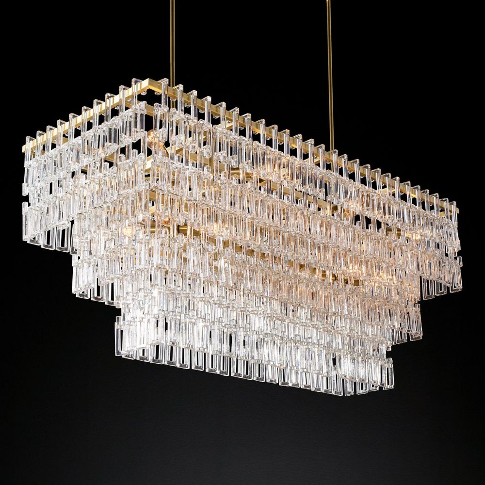 Marignan Modern Crystal Tiered Rectangle Chandelier 60"