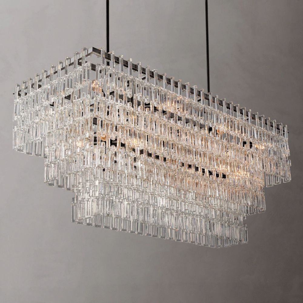 Marignan Modern Crystal Tiered Rectangle Chandelier 60"