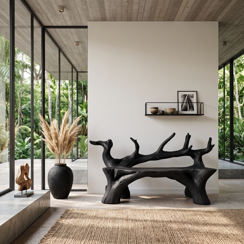 Handcrafted Wooden Bench For Custom Made Living Room Furniture