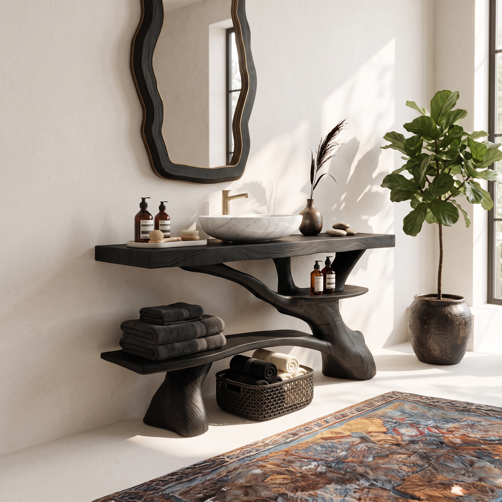 Modern Live Edge Tree Trunk Vanity For Contemporary Bathroom Furniture
