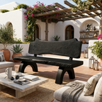 Rustic Live Edge Bench With Backrest For Patio Garden Courtyard