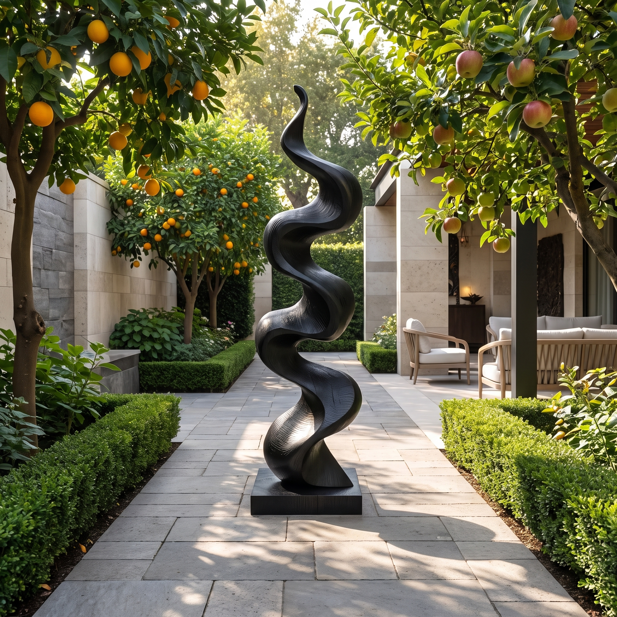 Rustic Large Wooden Sculpture For Garden