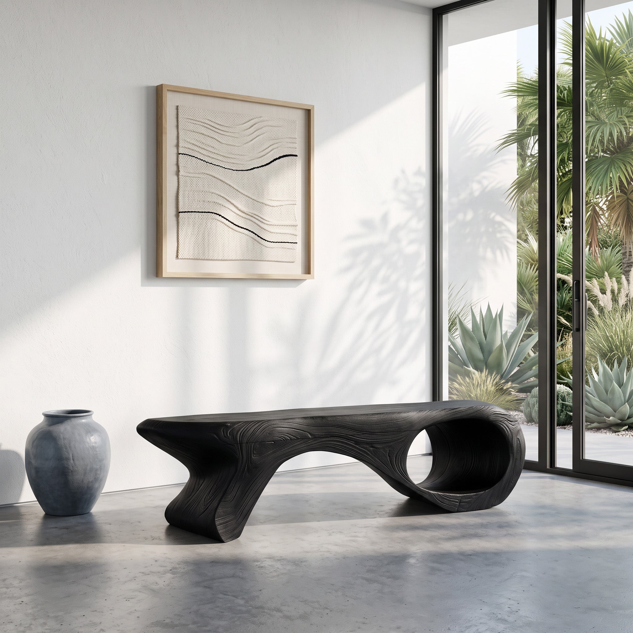 Artistic Sculptural Organic Bench For Entryway Decor