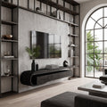 Modern Sculptural Wall Mounted TV Console For Living Room