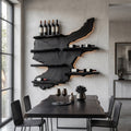 Rustic Live Edge Wine Rack Shelf With LED For Bar