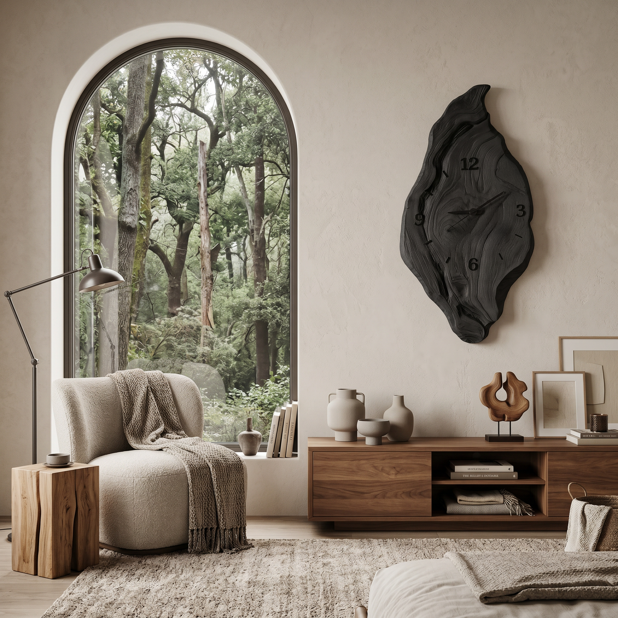 Rustic Wall Clock With Live Edge Design For Bedroom