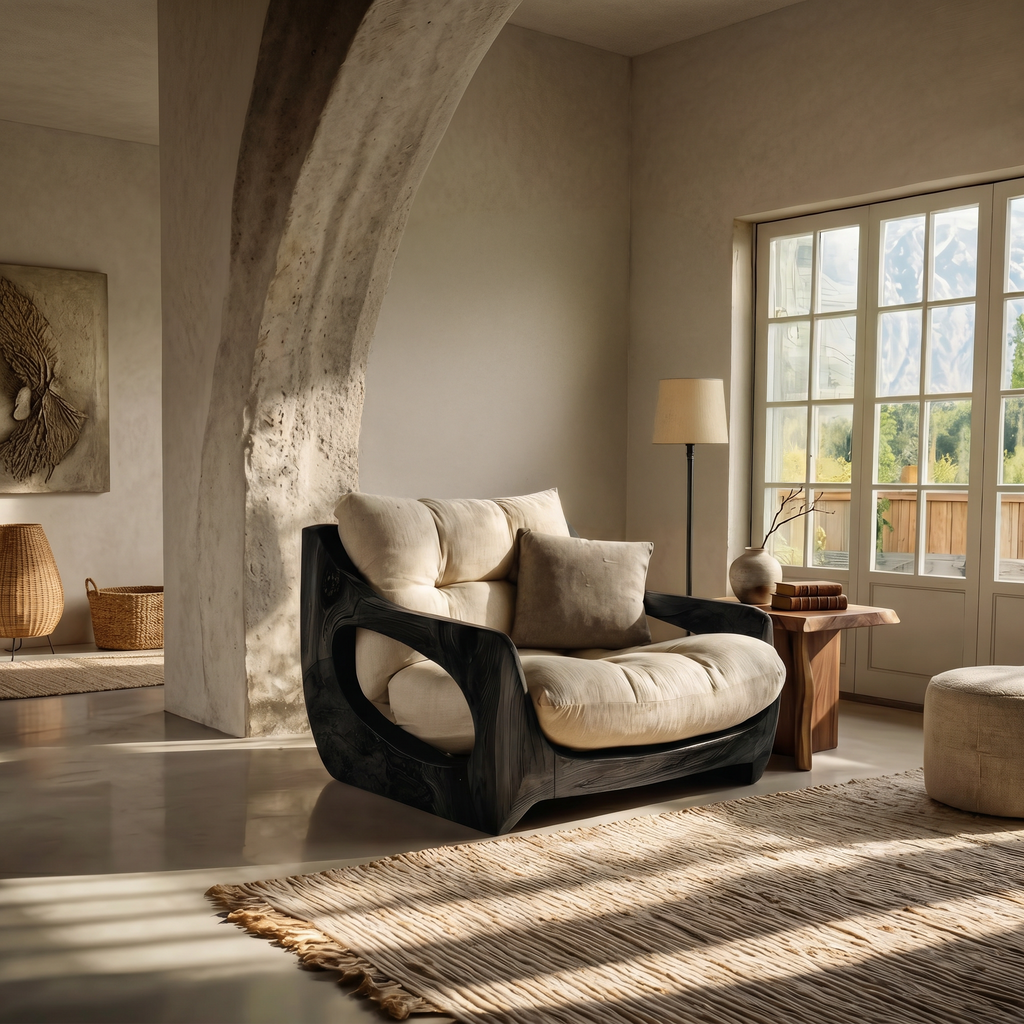 Modern Organic Lounge Seating With Carved Form For Living Room