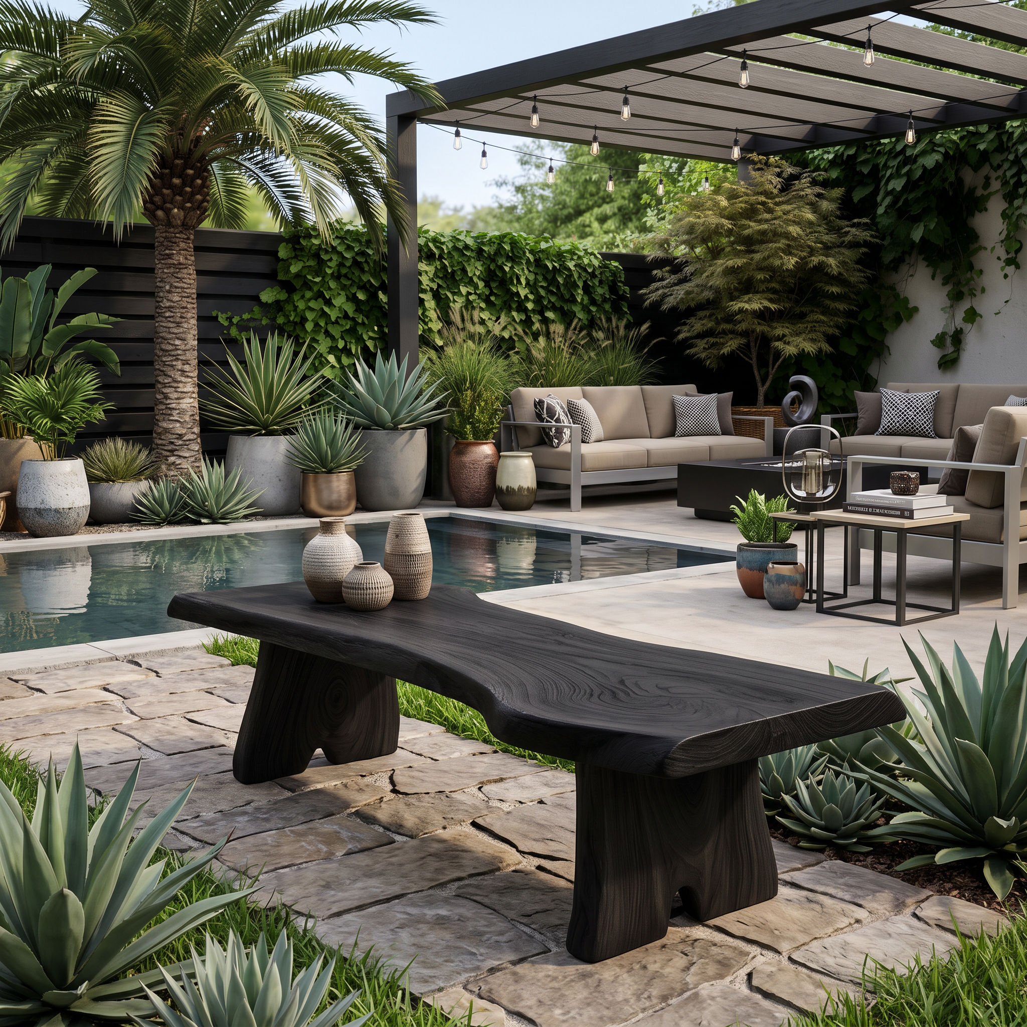 Minimalist Live Edge Outdoor Bench For Entryway Or Patio