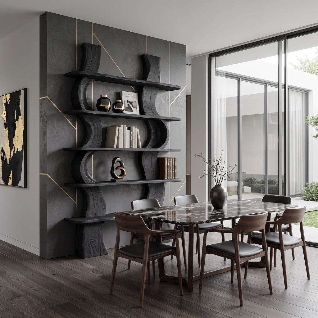 Organic Carved Shelf Storage Display For Home Office