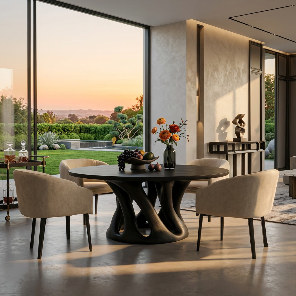 Sculptural Round Dining Table For Contemporary Interior