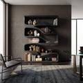Modern Curved Bookshelf With Flowing Design For Bedroom