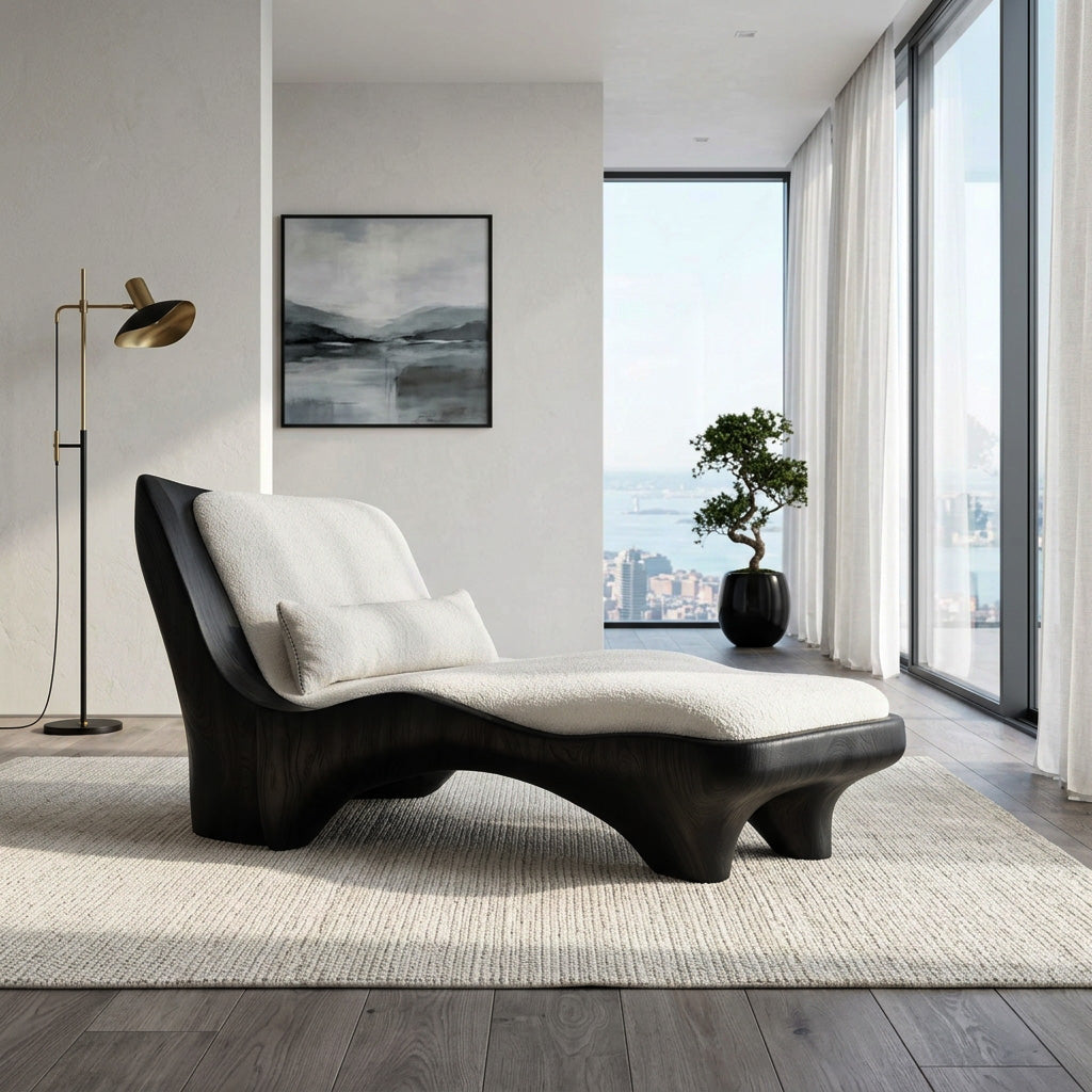 Modern Chaise Lounge With Curved Base For Living Room