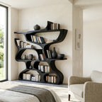 Modern Bookshelf With Organic Carved Design For Living Room Or Office