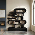 Modern Sculptural Bookshelf With Curved Design For Living Room Or Office