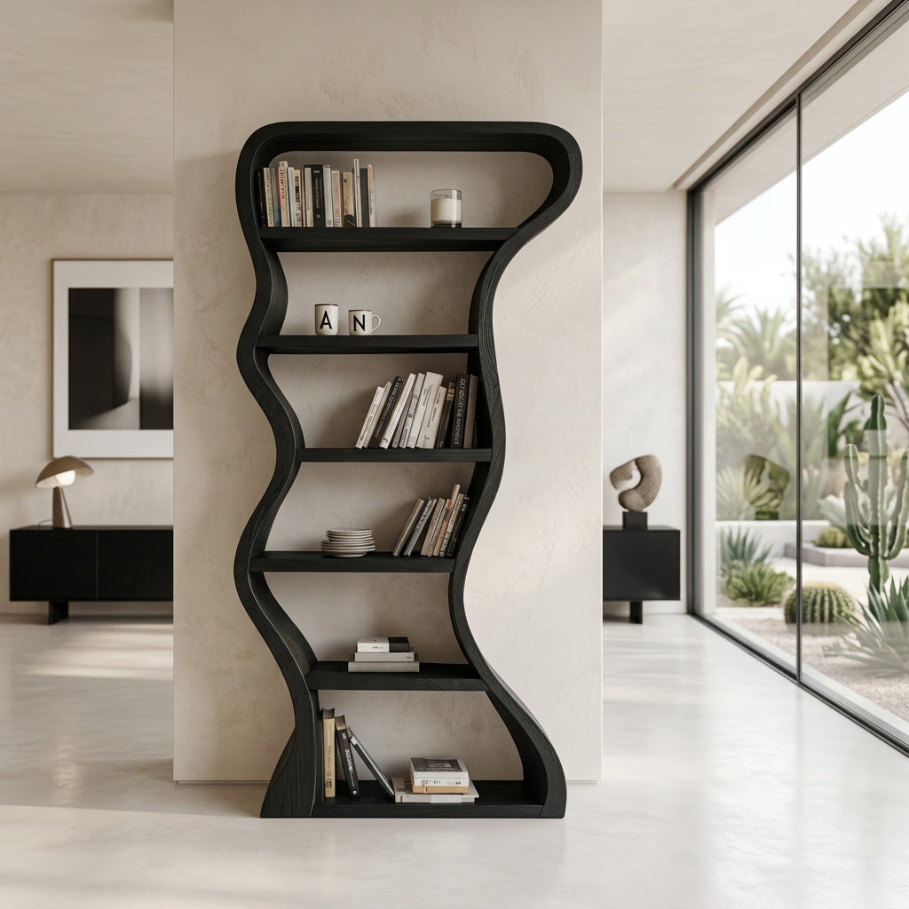 Organic Sculpture Wavy Bookshelf For Living Room Or Office Furniture