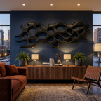Organic Wall Art Sculpture With Abstract Carving For Living Room