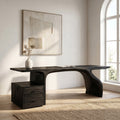 Organic Live Edge Wood Desk With Storage Drawers For Workspace