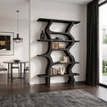 Modern Bookcase With Curved Open Shelf For Living Room