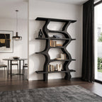 Modern Bookcase With Curved Open Shelf For Living Room