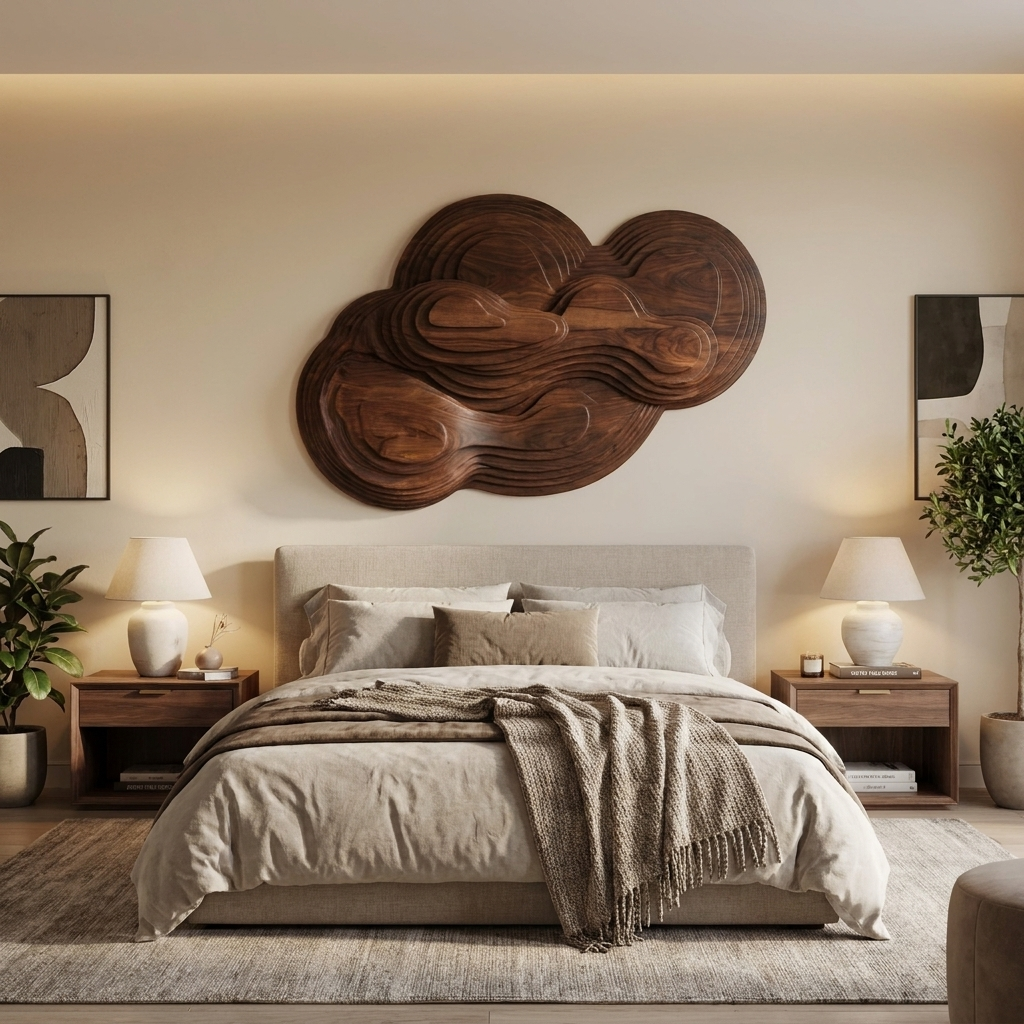 Organic Cloud Wall Sculpture With Layered Design For Bedroom