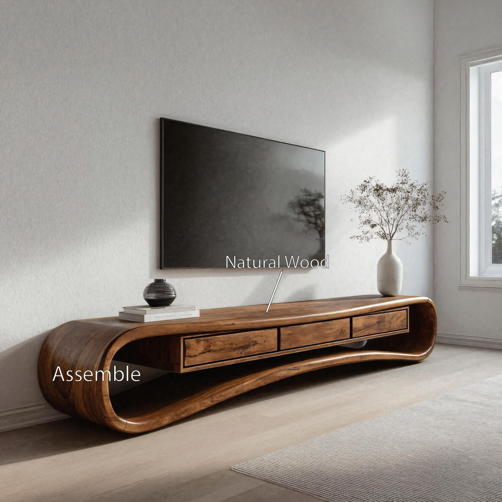 Minimalist Live Edge TV Stand For Living Room
