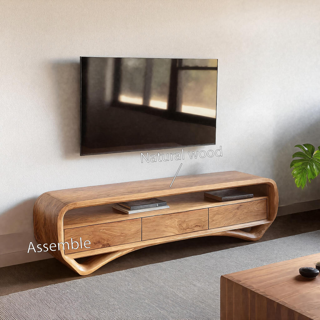 Modern Curved TV Shelf For Living Room Decor