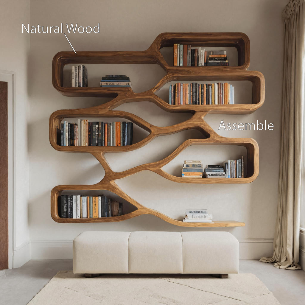 Modern Sculpted Bookcase For Living Room
