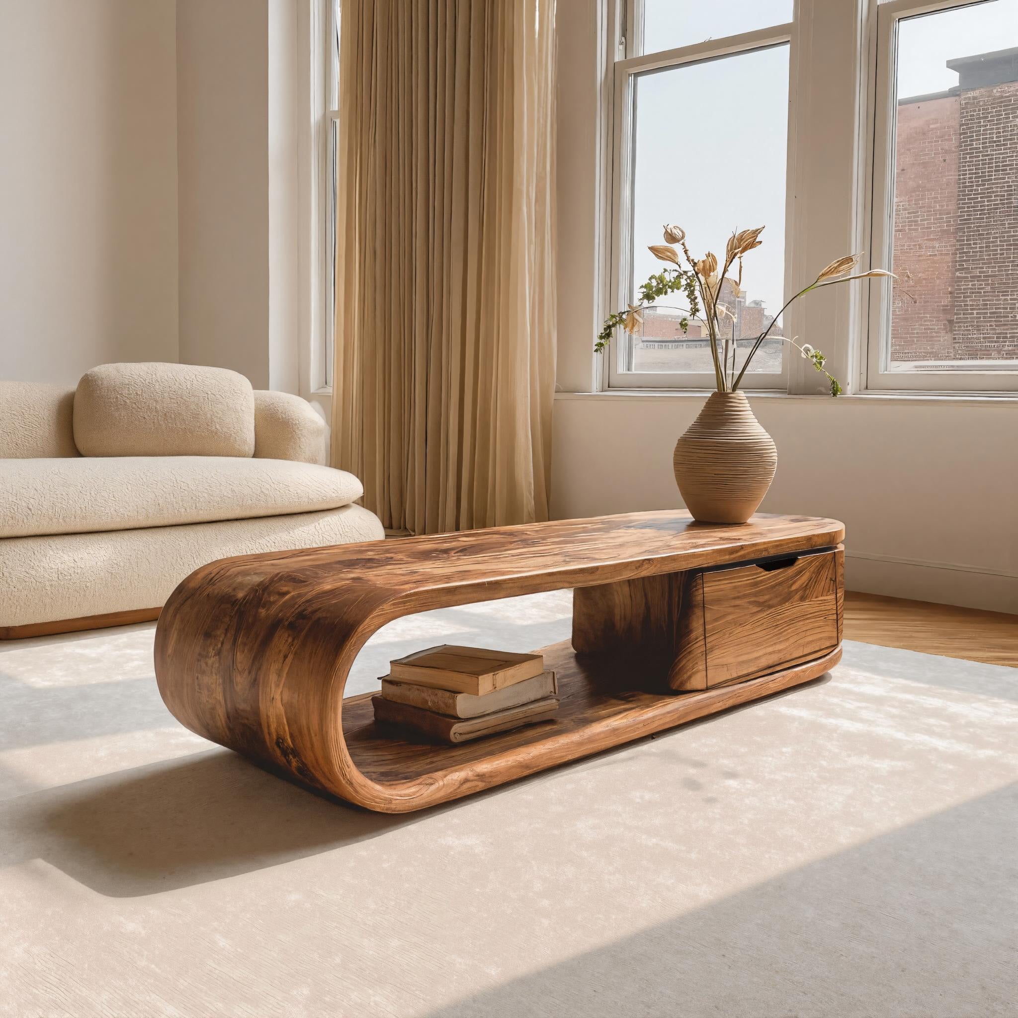 Contemporary Coffee Table With Open Shelf For Living Room