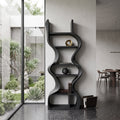 Organic Solid Wood Wall Bookcase For Modern Entryway