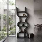 Organic Solid Wood Wall Bookcase For Modern Entryway