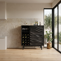 Sculptural Wine Cabinet With Wave Carved Doors For Kitchen