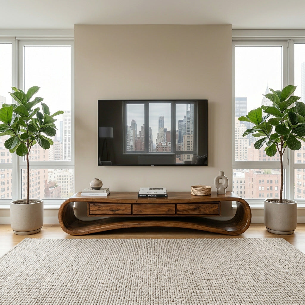 Minimalist Live Edge TV Stand For Living Room