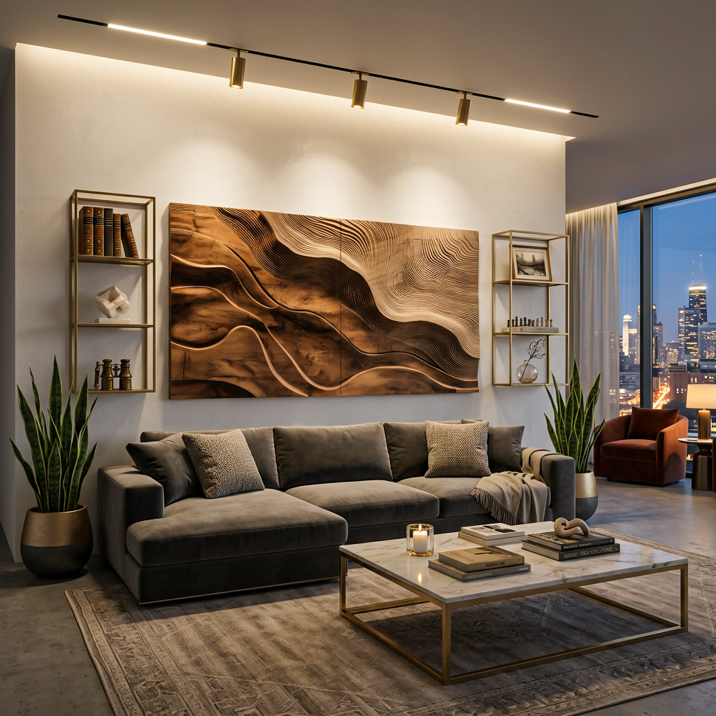 Modern Wall Art With Flowing Design For Living Room