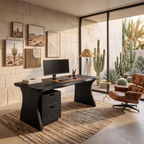 Rustic Live Edge Wooden Desk With Drawers For Home Office Or Study