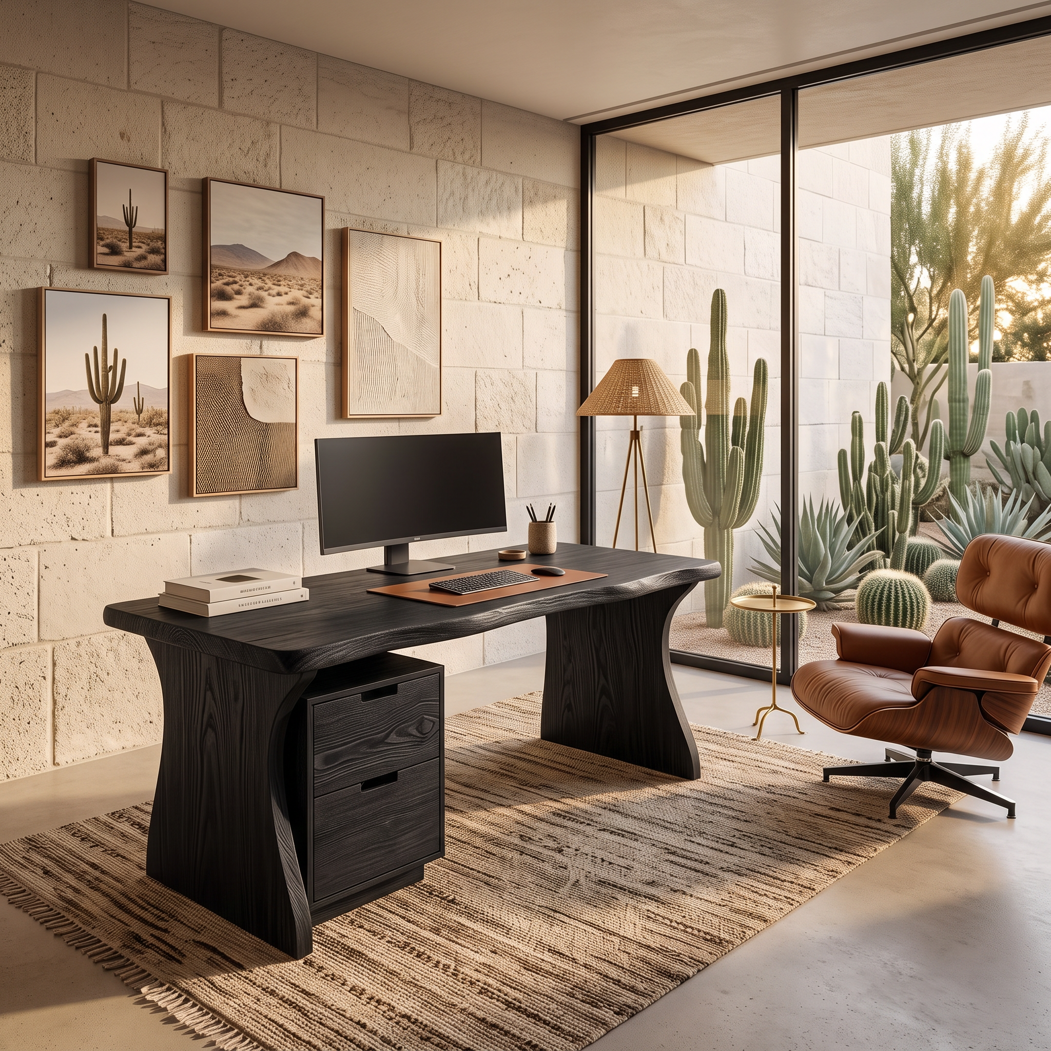 Rustic Live Edge Wooden Desk With Drawers For Home Office Or Study