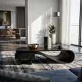 Modern Curved Coffee Table With Drawers For Living Room