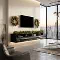 Floating Wave-Pattern TV Console For Holiday Decor