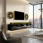 Floating Wave-Pattern TV Console For Holiday Decor