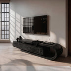 Contemporary Curved Wooden TV Console For Living Room