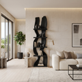 Modern Rustic Standing Shelf With Curved Silhouette For Living Room