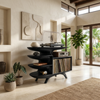 Modern Wooden Record Stand For Bedroom Interior Design Style