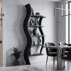 Modern Sculptural Bookshelf With Curved Design For Living Room