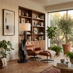 Modern Sculptural Floor Lamp With Curved Base For Bedroom