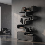 Scandinavian Sculptural Wooden Bookshelf For Living Room