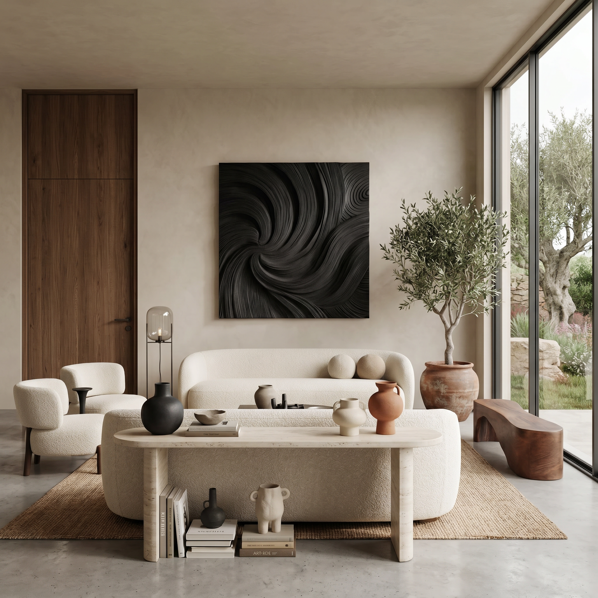 Modern Wall Art Panel With Wave Design For Living Room