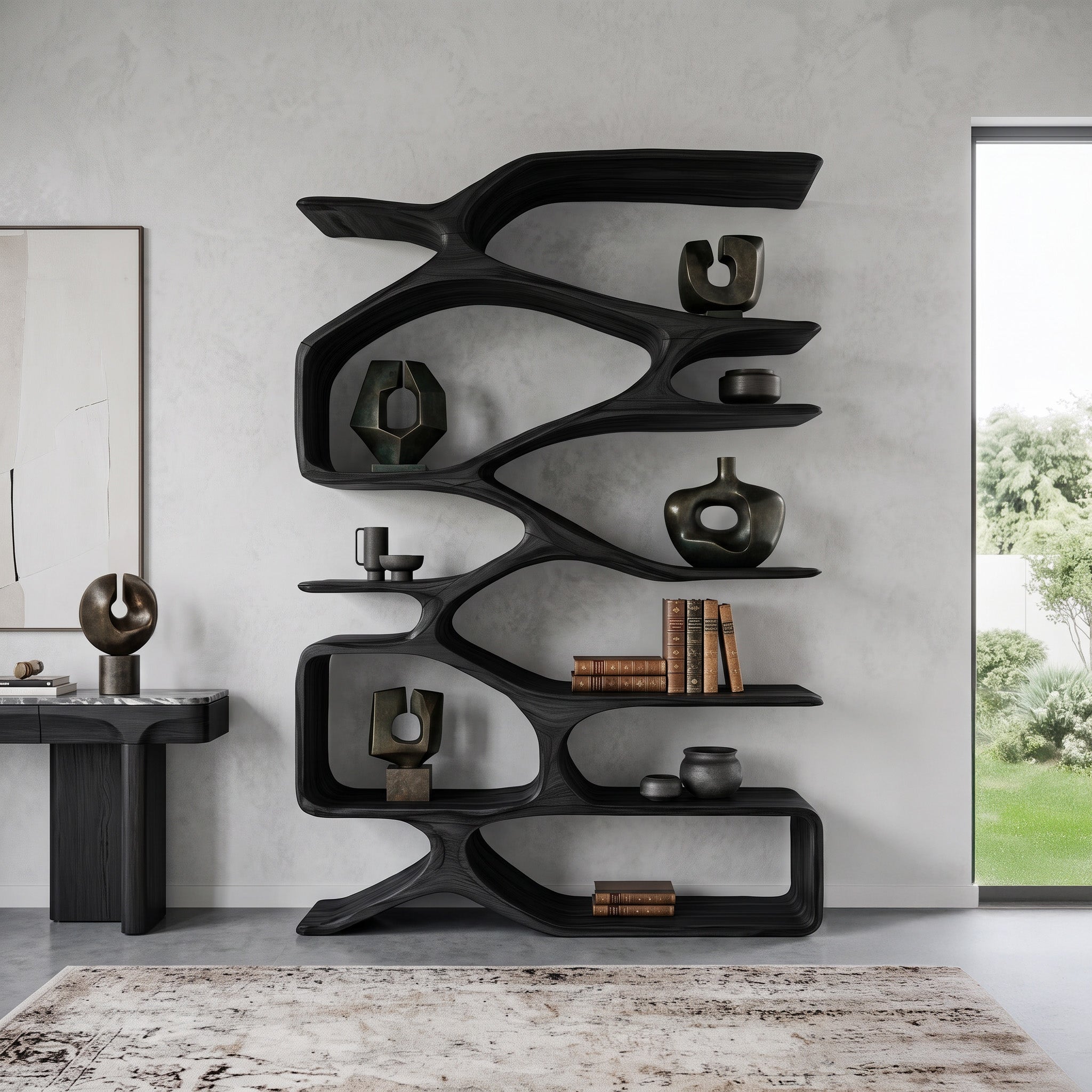 Organic Sculptural Bookshelf For Living Decor