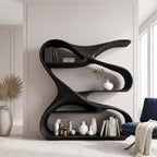 Modern Sculptural Wooden Bookshelf For Living Room Or Office Display