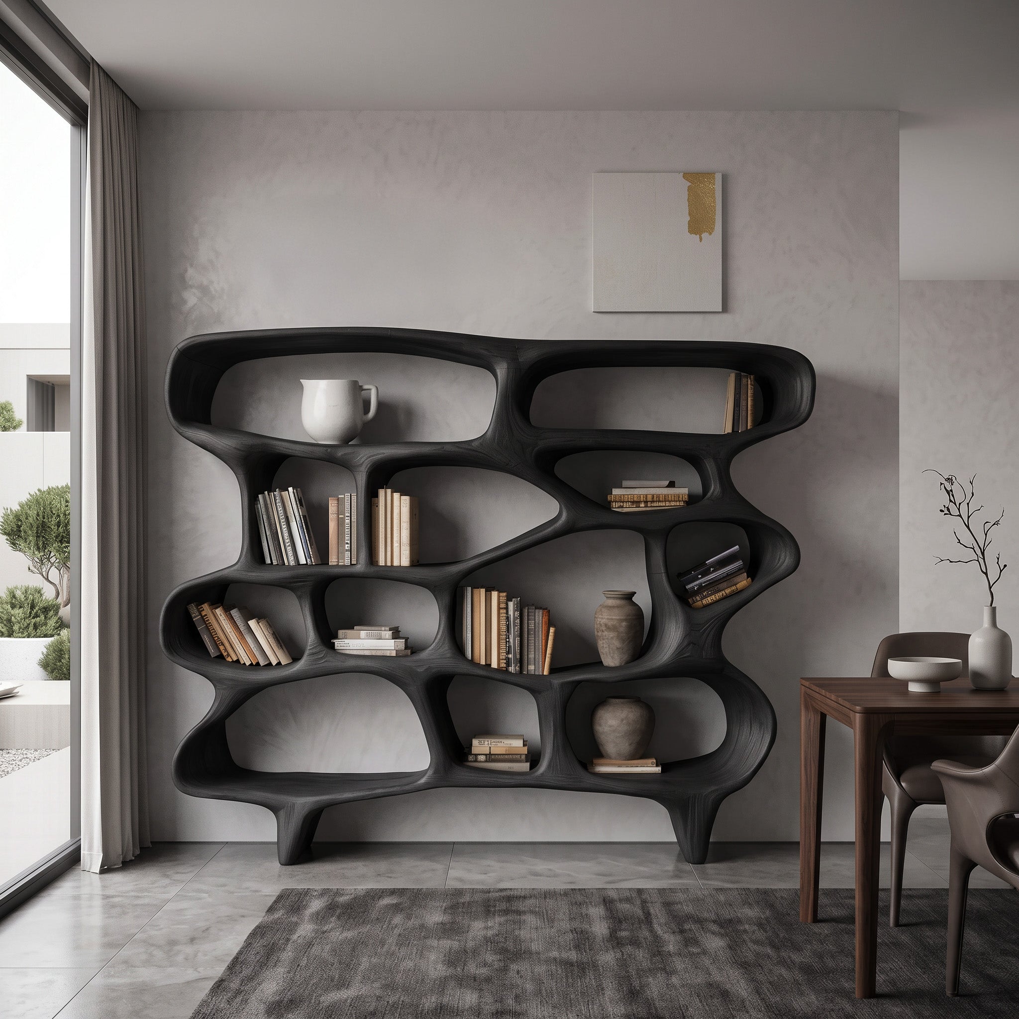 Organic Sculptural Bookshelf For Living Room Or Office Decor