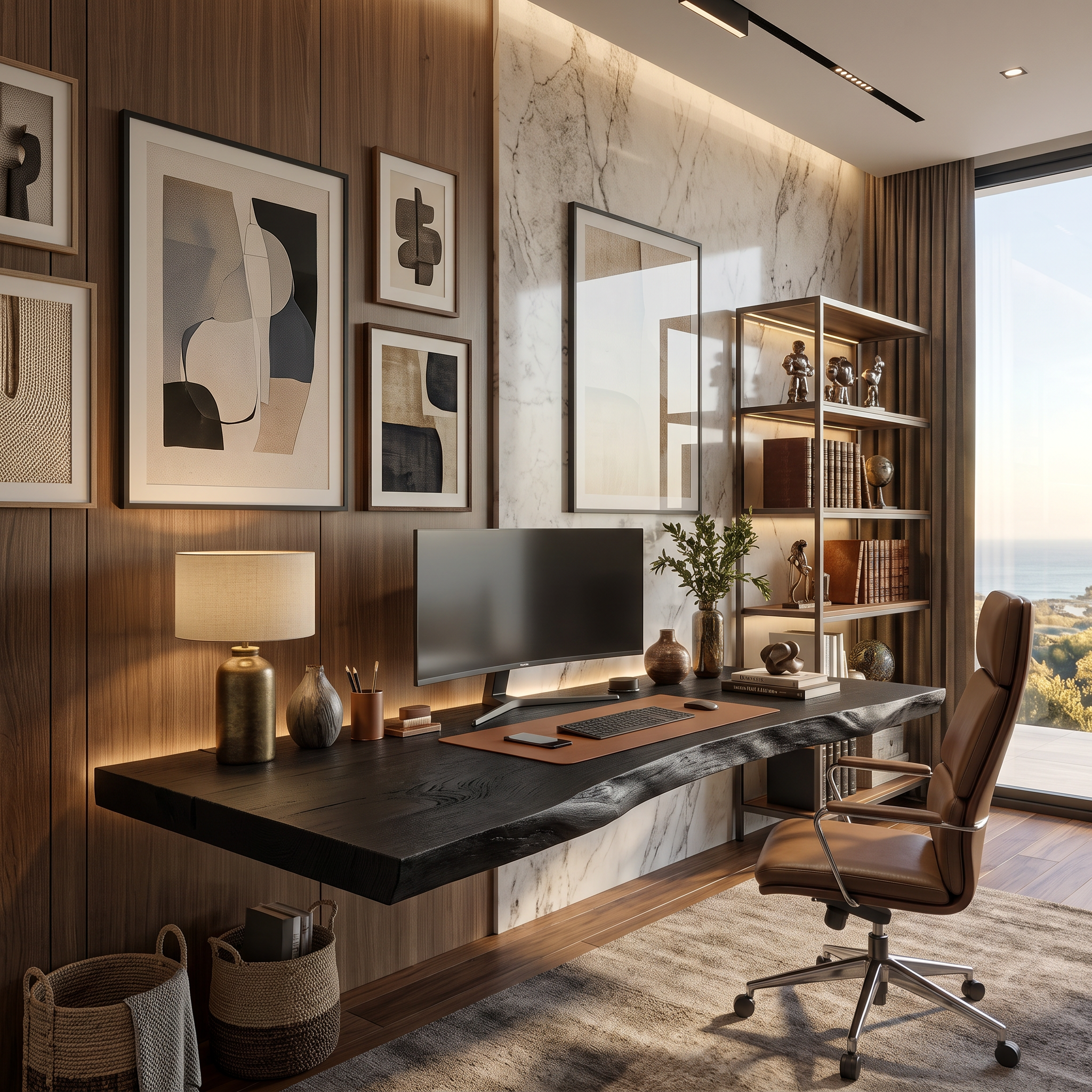 Modern Live Edge Floating Desk For Home Workspace
